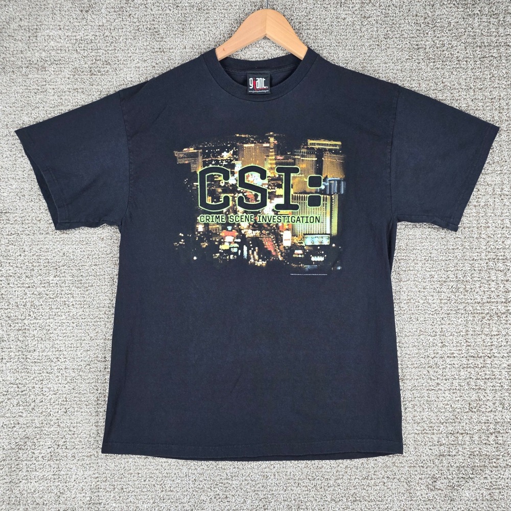 Giant CSI Crime Scene Investigation T-Shirt Mens XL Black Las Vegas 2006 Promo